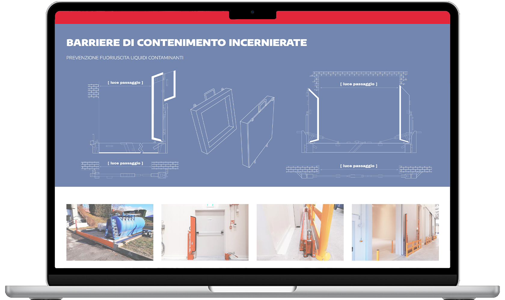 Infografica illustrata realizzata per il nuovo sito FIMAG: visualizzazione tecnica delle barriere di contenimento con immagini applicative