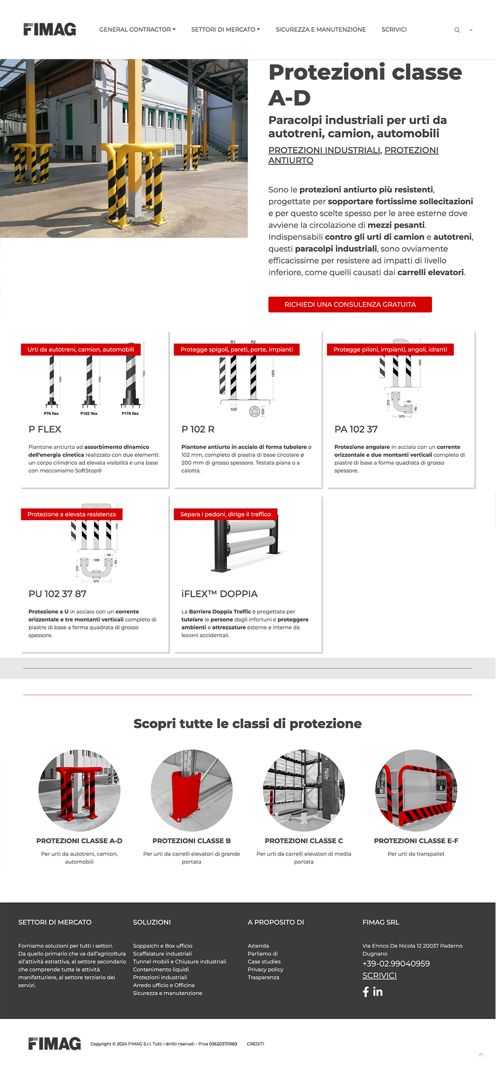 Vecchia interfaccia grafica di prodotto del sito fimag senza ottimizzazione