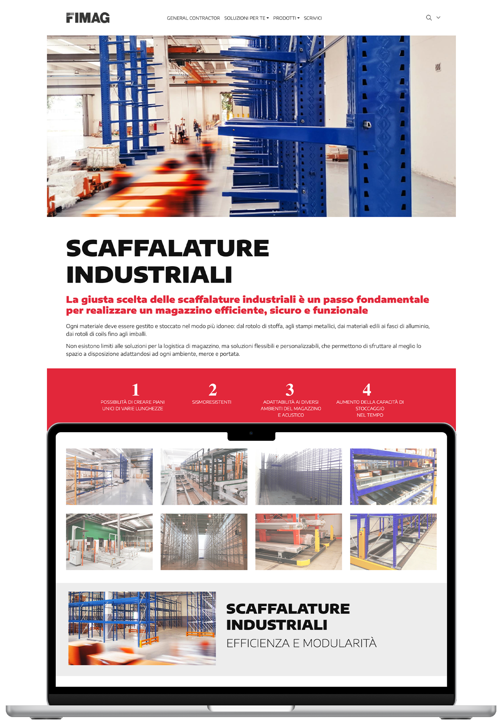 Realizzazione di galleria immagini responsive: esempio di visual design per sito industriale