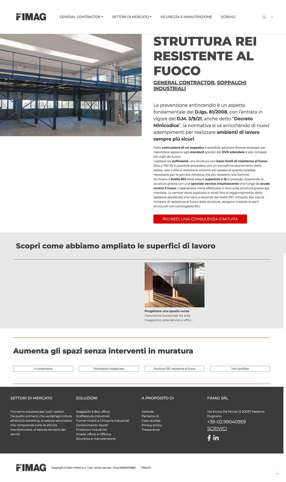 Pagina prodotto del vecchio sito FIMAG con scarsa usabilità e non ottimizzato per mobile