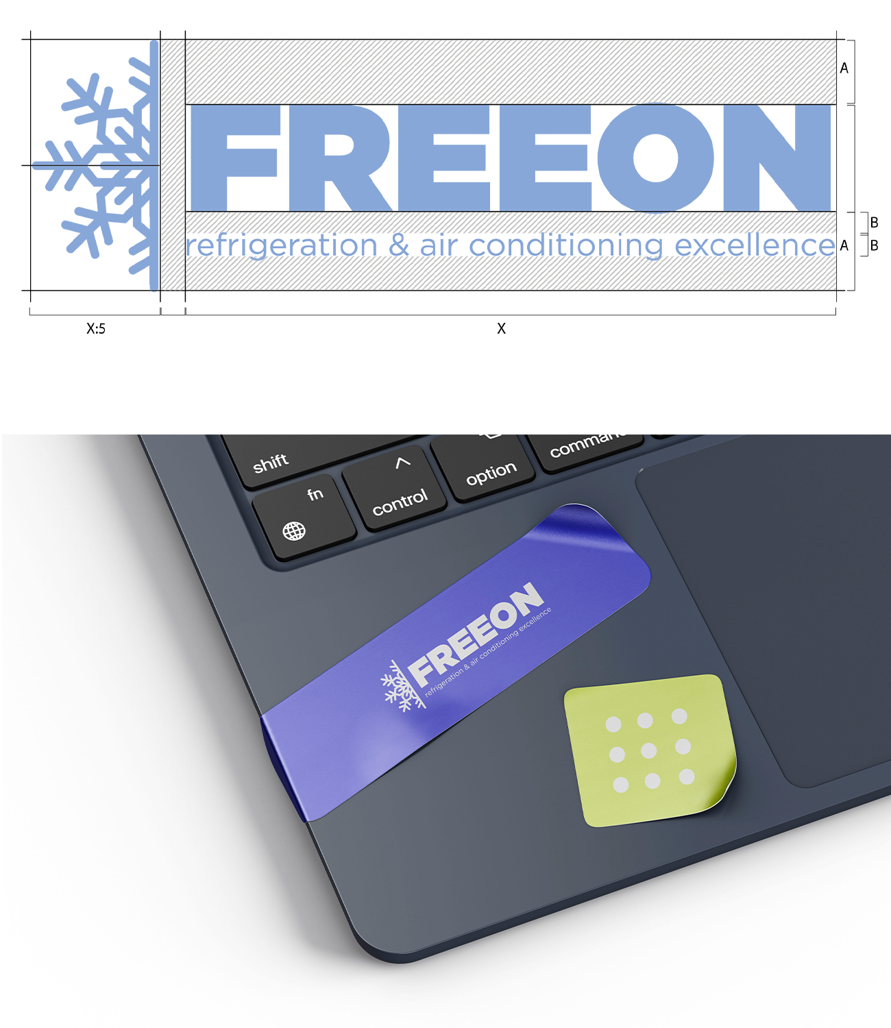 Restyling del logo Freeon curato da INCOMMUNICATION – versione principale con payoff