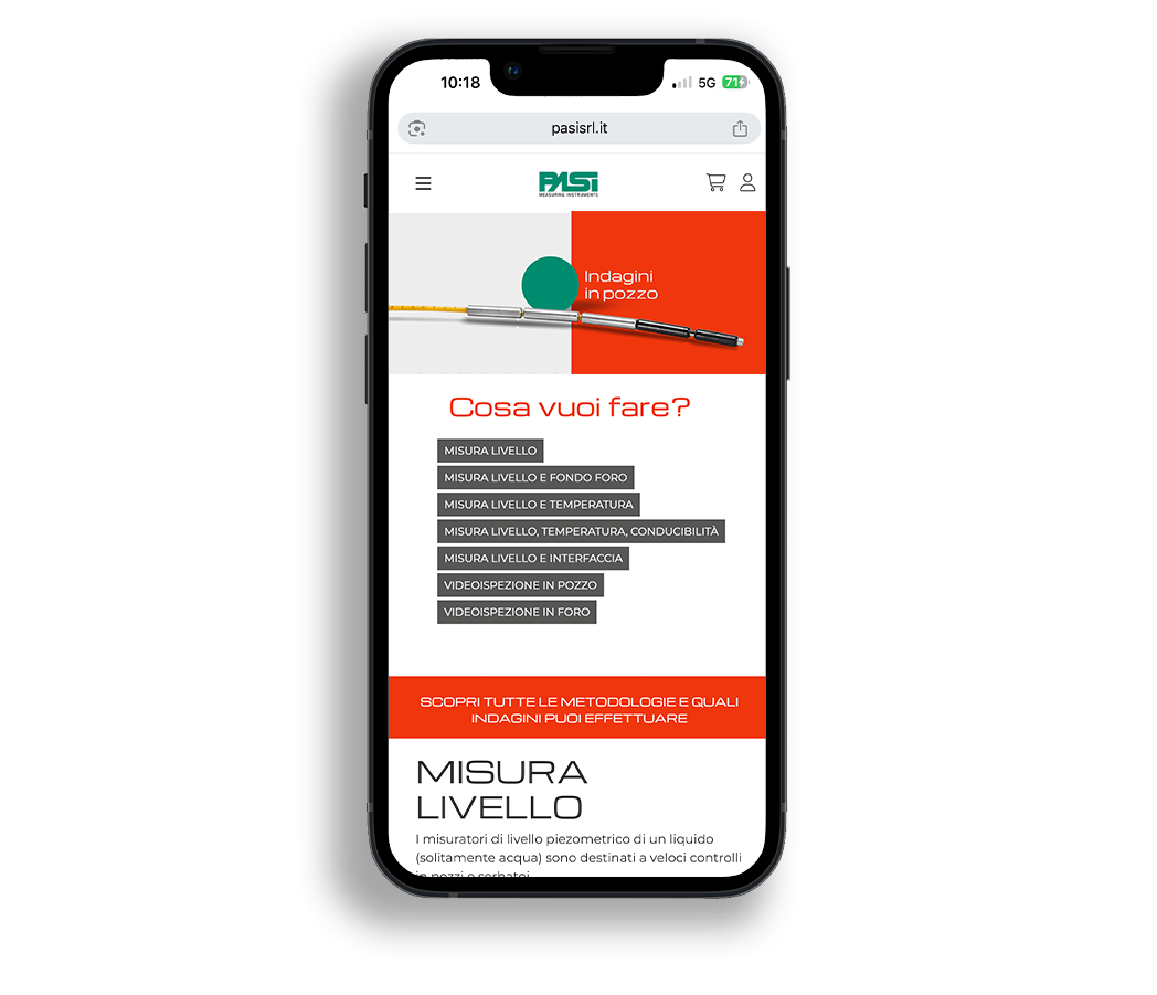 Design responsive del sito web di Pasi, ottimizzato per dispositivi mobili