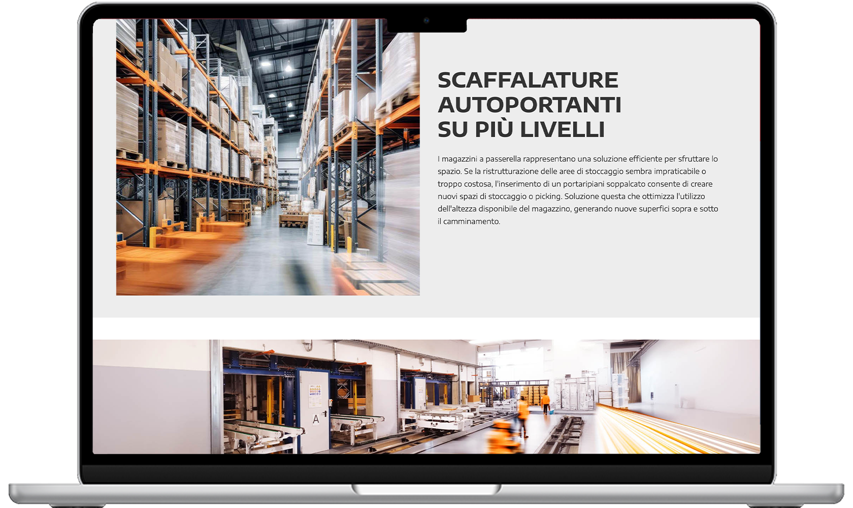 Restyling sito web per azienda industriale: nuova UX per la presentazione delle scaffalature su più livelli