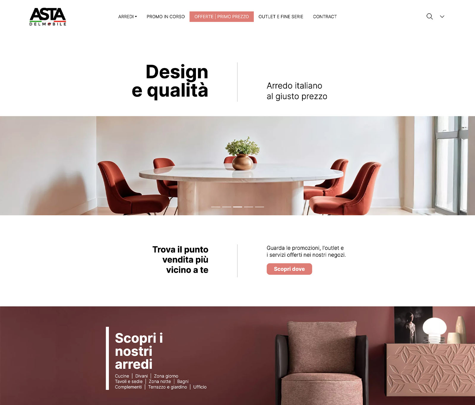 Restyling del sito retail di Asta del Mobile con nuova struttura UX orientata alla scelta e alle promozioni